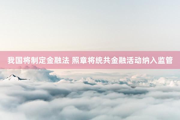 我国将制定金融法 照章将统共金融活动纳入监管
