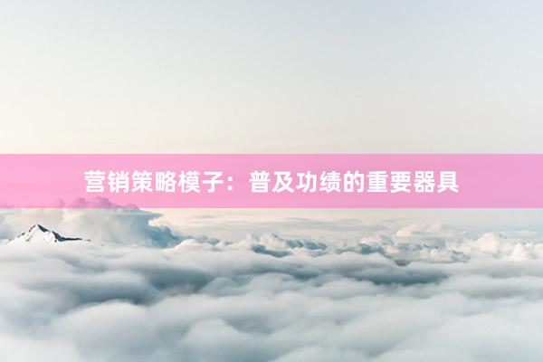 营销策略模子：普及功绩的重要器具